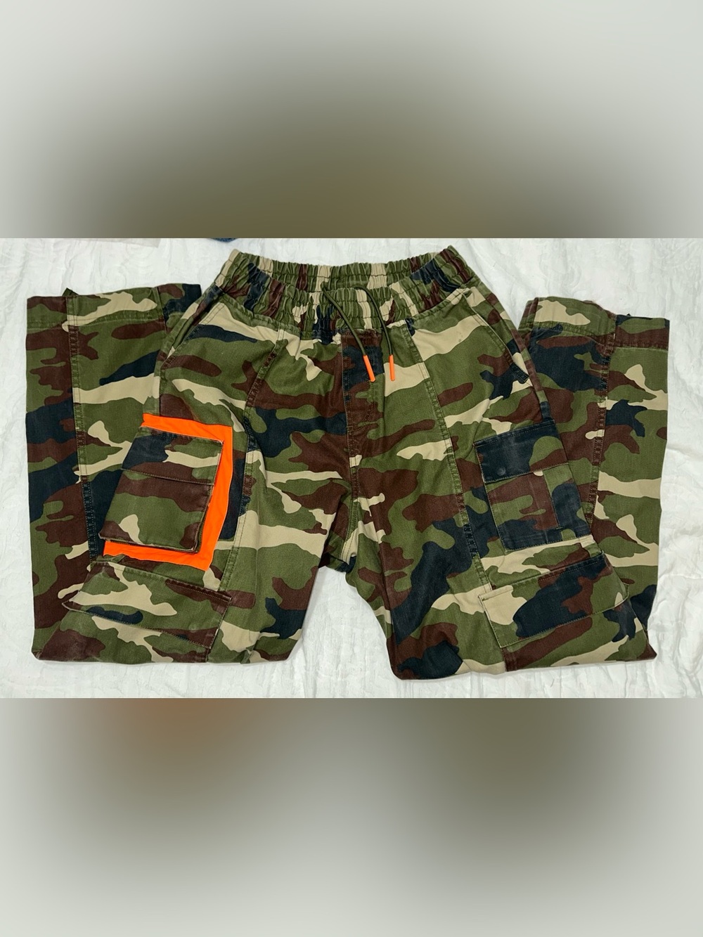 adidas Ivy Park Camo Cargo Pants with Orange Trim - Picture 2 of 16